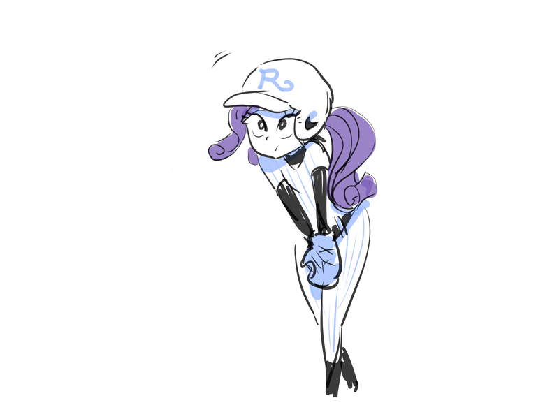 Size: 1600x1200 | Tagged: safe, artist:nendo, derpibooru import, rarity, equestria girls, baseball, baseball glove, cap, female, hat, helmet, simple background, solo, sports, white background