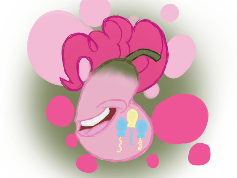 Size: 1024x768 | Tagged: safe, artist:sonicanddisneyland1, derpibooru import, pinkie pie, ambiguous gender, biting pear of salamanca, food, lolwut, not salmon, pear, simple background, solo, species swap, transparent background, wat, what has science done