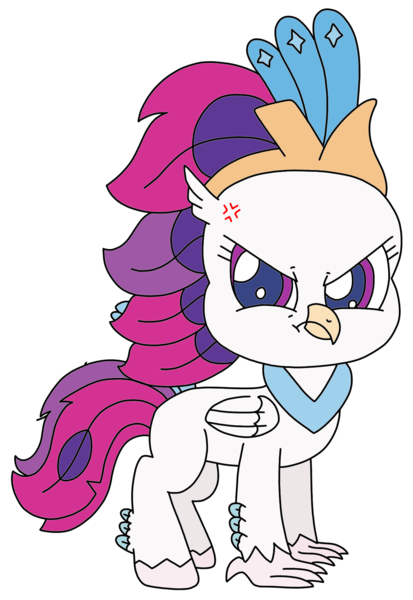 Size: 1281x1862 | Tagged: safe, alternate version, artist:supahdonarudo, derpibooru import, edit, queen novo, classical hippogriff, hippogriff, my little pony: pony life, my little pony: the movie, angry, chibi, cross-popping veins, cute, novobetes, scowl, simple background, style emulation, transparent background