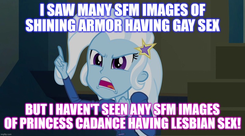 Size: 1280x714 | Tagged: suggestive, derpibooru import, edit, edited screencap, screencap, trixie, equestria girls, rainbow rocks, female, implied gay, implied infidelity, implied lesbian, implied princess cadance, implied sex, implied shining armor, meme