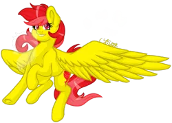 Size: 1505x1080 | Tagged: safe, artist:silentwolf-oficial, derpibooru import, oc, unofficial characters only, pegasus, pony, flying, signature, simple background, smiling, solo, transparent background, underhoof, watermark