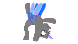 Size: 1920x1080 | Tagged: safe, artist:intfighter, derpibooru import, oc, unofficial characters only, alicorn, pony, alicorn oc, backflip, bald, base, eyelashes, horn, open mouth, simple background, solo, transparent background, two toned wings, wings