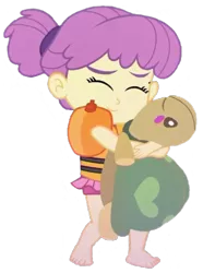 Size: 761x1024 | Tagged: safe, derpibooru import, editor:huntercwalls, water lily (equestria girls), turtle, equestria girls, equestria girls series, spring breakdown, spoiler:eqg series (season 2), background removed, child, clothes, cute, female, hug, plushie, simple background, solo, swimsuit, toddler, transparent background