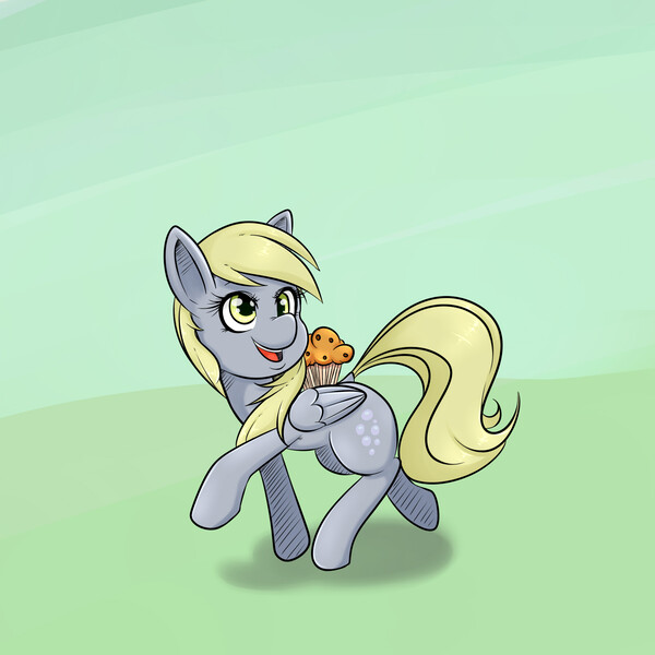 Size: 1600x1600 | Tagged: safe, artist:albertbm, derpibooru import, derpy hooves, pegasus, pony, female, food, mare, muffin, open mouth, solo, that pony sure does love muffins