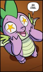 Size: 656x1084 | Tagged: safe, derpibooru import, idw, spike, dragon, spoiler:comic, spoiler:friendship in disguise, spoiler:friendship in disguise02, cropped, male, solo, starry eyes, wingding eyes, winged spike