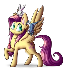 Size: 1705x1823 | Tagged: safe, artist:spirit-1, derpibooru import, angel bunny, fluttershy, bird, pony, simple background, transparent background