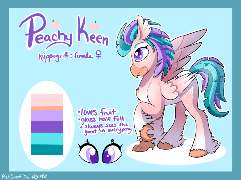 Size: 2224x1668 | Tagged: safe, artist:mychelle, derpibooru import, oc, oc:peachy keen, classical hippogriff, hippogriff, female, reference sheet, solo