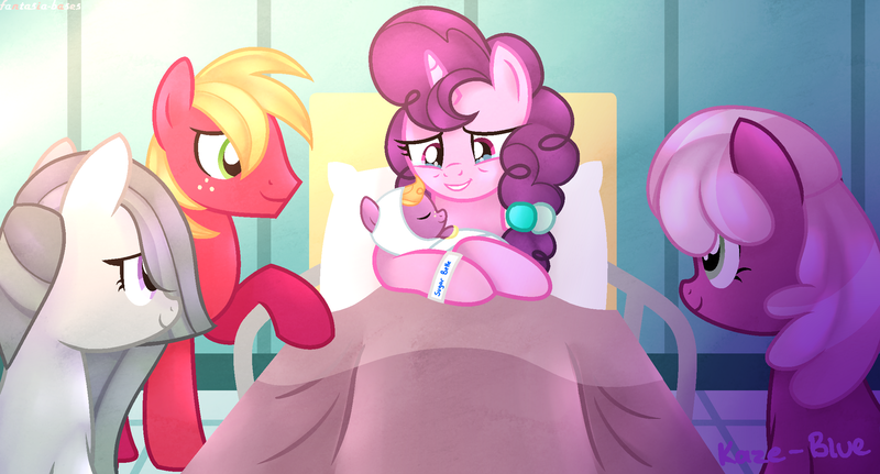 Size: 2283x1231 | Tagged: safe, artist:amgiwolf, artist:fantasia-bases, artist:kazeblue, derpibooru import, big macintosh, cheerilee, little mac, marble pie, sugar belle, earth pony, pony, unicorn, baby, baby pony, base used, bed, bisexual, blanket, cheerimac, cheerimarblemac, colt, commission, crying, eyes closed, female, freckles, herd, hospital, hospital bed, lesbian, male, marbelle, marbilee, marblemac, marblesugarmac, mare, pillow, polyamory, raised hoof, shipping, smiling, stallion, straight, sugarlee, sugarmac, sugarmaclee, sugarmarilee, tears of joy, ych result