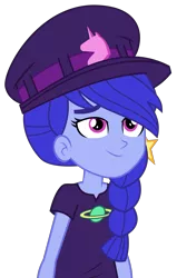 Size: 3000x4726 | Tagged: safe, artist:keronianniroro, derpibooru import, space camp (character), equestria girls, equestria girls series, five lines you need to stand in, spoiler:eqg series (season 2), absurd resolution, braid, clothes, cute, female, hat, not luna, shirt, simple background, smiling, solo, transparent background, vector