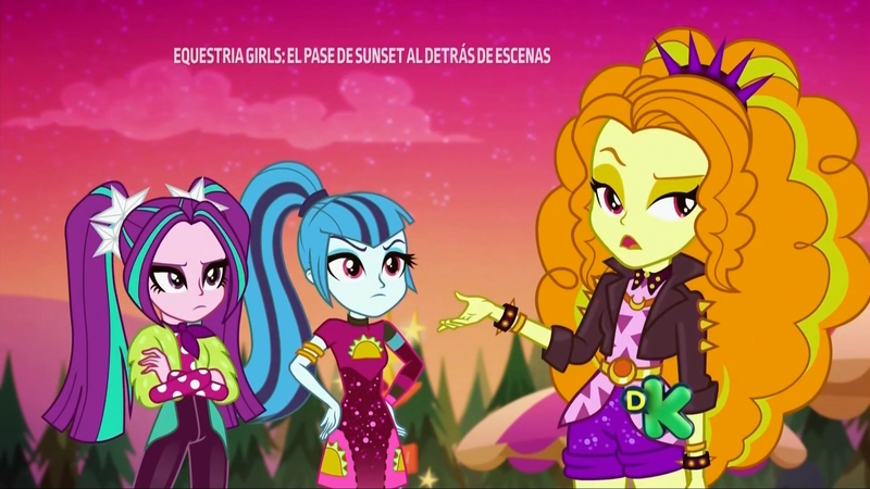 Size: 1920x1080 | Tagged: safe, derpibooru import, screencap, adagio dazzle, aria blaze, sonata dusk, equestria girls, equestria girls series, sunset's backstage pass!, spoiler:eqg series (season 2), discovery kids, female, outfit catalog, spanish, the dazzlings, trio