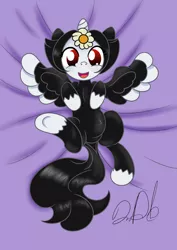 Size: 1555x2199 | Tagged: safe, artist:stormythetrooper, derpibooru import, ponified, alicorn, pony, animaniacs, crossover, dot warner, looking at you, lying down, on back, open mouth, smiling
