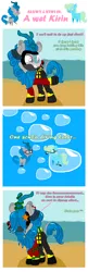 Size: 2500x7726 | Tagged: safe, artist:akififi, derpibooru import, oc, oc:kiwi, oc:sea glow, crab, kirin, pony, starfish, air tank, beach, bubble, comic, diving suit, drysuit, full face mask, offscreen character, pointy ponies, scuba, scuba diving, scuba gear, seaweed, underwater, water, weight belt, wet, wet mane, wetsuit