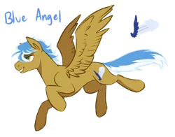 Size: 1280x1005 | Tagged: safe, artist:amiookamiwolf, derpibooru import, oc, oc:blue angel, pegasus, pony, magical gay spawn, male, offspring, parent:braeburn, parent:soarin', parents:soarburn, simple background, solo, stallion, transparent background