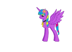 Size: 900x650 | Tagged: safe, artist:katmares, derpibooru import, princess sterling, alicorn, pony, female, flower, flower in hair, mare, simple background, solo, transparent background, wings