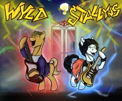 Size: 5671x4699 | Tagged: safe, artist:mixdaponies, derpibooru import, earth pony, bill and ted, crossover, guitar, musical instrument, wyld stallyns