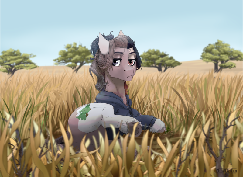 Size: 3300x2400 | Tagged: suggestive, artist:marinavermilion, derpibooru import, oc, unofficial characters only, earth pony, pony, featureless crotch, grass, solo, tree