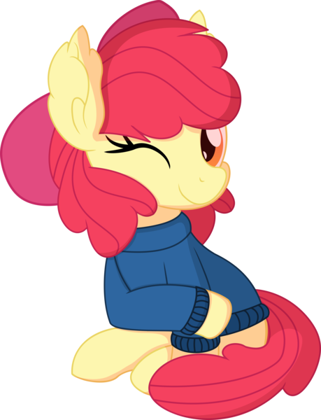 Size: 5791x7574 | Tagged: safe, artist:cyanlightning, derpibooru import, apple bloom, earth pony, pony, .svg available, absurd resolution, adorabloom, blinking, clothes, cute, female, filly, looking at you, simple background, solo, sweater, transparent background, vector