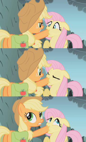 Size: 1916x3182 | Tagged: safe, derpibooru import, edit, edited screencap, screencap, applejack, fluttershy, earth pony, pegasus, pony, dragonshy, butt, context is for the weak, female, fetish, floppy ears, hoof fetish, hoof in mouth, hoofjack, hooves, mare, out of context, plot