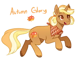 Size: 1280x996 | Tagged: safe, artist:amiookamiwolf, derpibooru import, oc, oc:autumn glory, pony, unicorn, female, mare, offspring, parent:applejack, parent:trenderhoof, parents:trenderjack, simple background, solo, transparent background