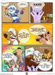 Size: 1000x1369 | Tagged: artist:chibi91, artist:lillayfran, artist:selyte, artist:sirymcgregor, artist:stepandy, big cat, comic, comic:equestria world, derpibooru import, dialogue, lion, oc, oc:chibi, oc:lillayfran, oc:pandy, oc:sely, oc:siry, safe, unofficial characters only