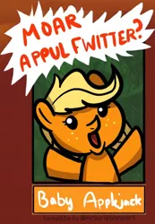 Size: 612x884 | Tagged: safe, alternate version, artist:ladyanidraws, derpibooru import, applejack, earth pony, pony, baby, babyjack, bust, female, filly, foal, freckles, hat, open mouth, solo, talking, younger