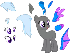 Size: 1054x785 | Tagged: safe, artist:intfighter, derpibooru import, oc, unofficial characters only, earth pony, pony, bald, base, bat wings, clothes, earth pony oc, eye, eyelashes, eyes, horn, looking back, open mouth, scarf, simple background, smiling, solo, transparent background, two toned wings, wings