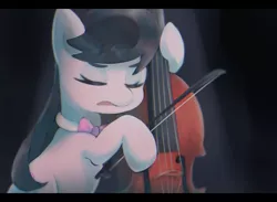Size: 1474x1080 | Tagged: safe, artist:lexiedraw, derpibooru import, octavia melody, earth pony, pony, bow (instrument), bowtie, cello, cello bow, eyes closed, female, hoof hold, mare, musical instrument, open mouth, playing instrument, solo