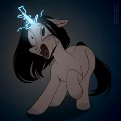 Size: 5000x5000 | Tagged: safe, artist:f0rever13, derpibooru import, oc, oc:moon hoek, pony, unicorn, colored, crying, digital art, electricity, female, flat colors, full body, horn, lightning, mare, open mouth, solo