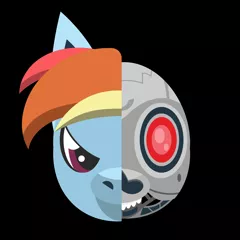 Size: 9000x9000 | Tagged: safe, artist:samoht-lion, derpibooru import, rainbow dash, absurd resolution, black background, bust, female, portrait, simple background, solo, split screen, t-800, terminator, two sided posters