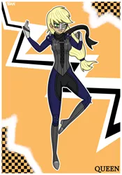 Size: 1750x2500 | Tagged: safe, artist:banquo0, derpibooru import, applejack, human, art pack:my little persona ii, boots, brass knuckles, clothes, female, gloves, humanized, makoto niijima, mask, persona, persona 5, phantom thief, phantom thieves, queen (persona), scarf, shoes, solo