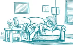 Size: 966x604 | Tagged: safe, artist:buckweiser, derpibooru import, oc, oc:buckminster, unofficial characters only, pony, couch, male, sketch, sleeping, solo, stallion