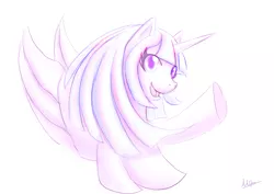 Size: 4960x3508 | Tagged: safe, artist:artifex670, derpibooru import, twilight sparkle, twilight sparkle (alicorn), alicorn, pony, alternate hairstyle, bust, female, mare, monochrome, simple background, sketch, solo, white background