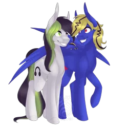 Size: 3500x3500 | Tagged: safe, artist:phoenixfvck, derpibooru import, oc, oc:degrano melody, oc:thunder lightning, unofficial characters only, earth pony, pegasus, pony, looking at each other, simple background, transparent background