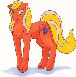 Size: 770x776 | Tagged: safe, artist:rikakitty, derpibooru import, berry bright, earth pony, female, g2, solo, traditional art