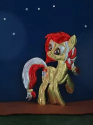 Size: 774x1033 | Tagged: safe, alternate version, artist:malte279, derpibooru import, oc, oc:colonia, earth pony, craft, embossing, mascot, metal foil