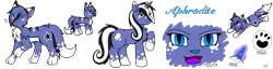 Size: 4276x1103 | Tagged: safe, artist:midnighttheumbreon, derpibooru import, oc, oc:aphrodite, unofficial characters only, pony, unicorn, horn, paw prints, reference sheet, simple background, socks (coat marking), solo, transparent background, unicorn oc