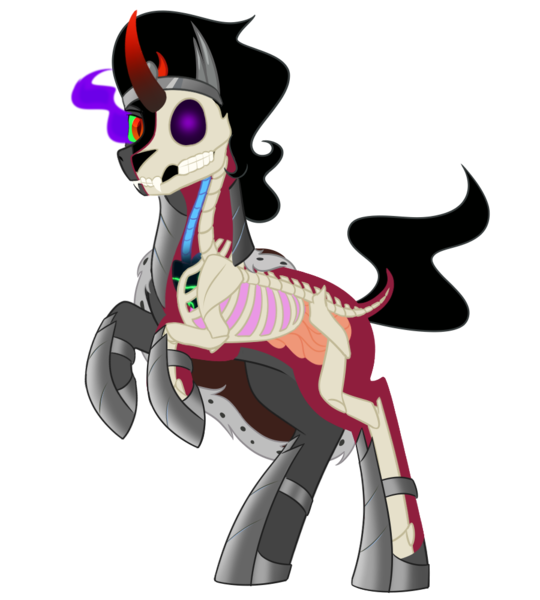 Size: 900x1000 | Tagged: safe, artist:enigmadoodles, derpibooru import, king sombra, pony, bone, dissectibles, male, organs, simple background, skeleton, solo, transparent background