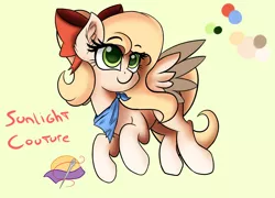 Size: 3000x2160 | Tagged: safe, artist:sadtrooper, derpibooru import, oc, oc:sunlight couture, pegasus, pony, bandana, bow, ear fluff, palindrome get, pegasus oc, wings