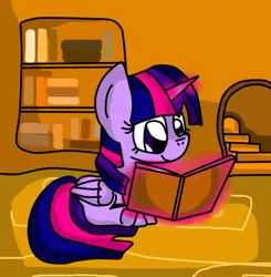 Size: 497x508 | Tagged: safe, artist:ameliayap, derpibooru import, twilight sparkle, twilight sparkle (alicorn), alicorn, pony, book, female, glowing horn, horn, magic, reading, solo, telekinesis