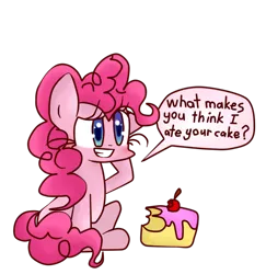 Size: 584x601 | Tagged: safe, artist:ameliayap, derpibooru import, pinkie pie, earth pony, pony, cake, female, food, simple background, solo, transparent background