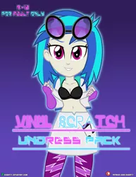 Size: 1500x1942 | Tagged: suggestive, artist:dieart77, derpibooru import, vinyl scratch, comic:vinyl scratch undress, equestria girls, bedroom eyes, belly button, black underwear, blushing, breasts, cleavage, clothes, female, glasses off, lidded eyes, lip bite, looking at you, looking back, looking back at you, looking over shoulder, open clothes, open jacket, open shirt, underwear, undressing