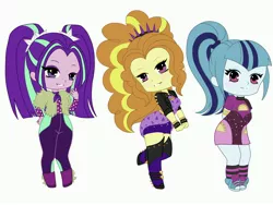 Size: 4032x3024 | Tagged: safe, artist:ocean-drop, derpibooru import, adagio dazzle, aria blaze, sonata dusk, equestria girls, equestria girls series, find the magic, spoiler:eqg series (season 2), adoragio, ariabetes, chibi, clothes, converse, cute, female, pose, shoes, simple background, sonatabetes, the dazzlings, trio, white background