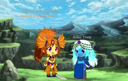 Size: 1280x816 | Tagged: safe, artist:rubyfan1234, derpibooru import, adagio dazzle, trixie, equestria girls, female, lesbian, shipping, triagio