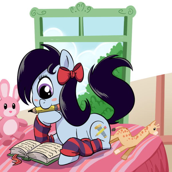 Size: 1000x1000 | Tagged: safe, artist:madmax, derpibooru import, ponified, cyclops, earth pony, pony, bedroom, female, iris (ruby gloom), ruby gloom, solo