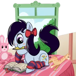 Size: 1000x1000 | Tagged: safe, artist:madmax, derpibooru import, ponified, cyclops, earth pony, pony, bedroom, female, iris (ruby gloom), ruby gloom, solo