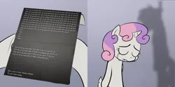 Size: 2000x1000 | Tagged: artist needed, derpibooru import, doki doki literature club, exploitable meme, get out of my head, grimdark, hanging (by neck), meme, obligatory pony, spoilers for another series, suicide, sweetie belle, sweetie's note meme