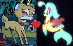 Size: 1280x810 | Tagged: bramble, cropped, deer, derpibooru import, female, interspecies, male, my little pony: the movie, princess skystar, safe, seapony (g4), shipping, shipping domino, skyble, spoiler:comic27, straight