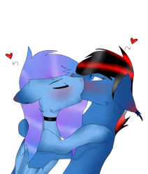 Size: 4244x5000 | Tagged: safe, artist:toptian, derpibooru import, oc, unofficial characters only, pony, blushing, choker, heart, kissing, male, oc x oc, shipping, simple background, stallion, transparent background