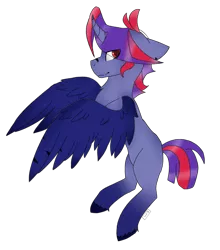 Size: 4205x4773 | Tagged: safe, artist:toptian, derpibooru import, oc, unofficial characters only, alicorn, pony, alicorn oc, amputee, horn, rearing, simple background, smiling, solo, transparent background, unshorn fetlocks, wings