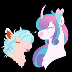 Size: 1000x1000 | Tagged: safe, artist:lepiswerid, derpibooru import, cozy glow, princess flurry heart, alicorn, pegasus, pony, :p, cozyheart, ear piercing, earring, female, freckles, grumpy, heart earring, jewelry, lesbian, marsverse, piercing, shipping, tongue out, torn ear